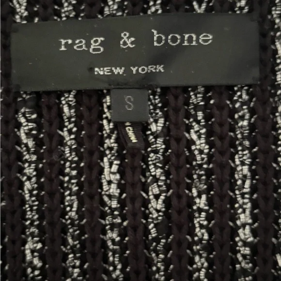 RAG AND BONE Black & White Tweed Blazer w/Textured Knit & Leather detail: Size S